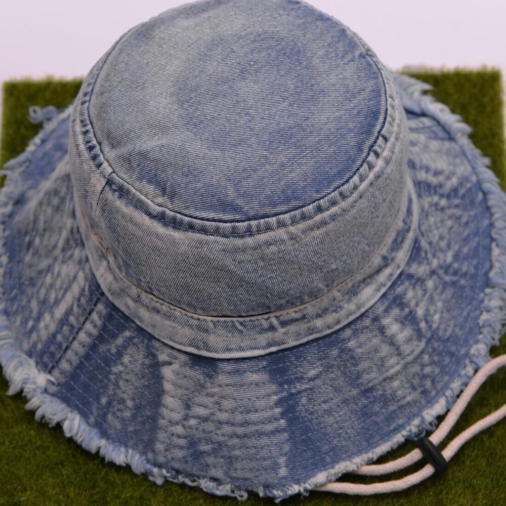 2150 Fashion Cotton Denim Distressed Bucket Hat, Sun Hat, Hat and BLU27 - Picture 8 of 9